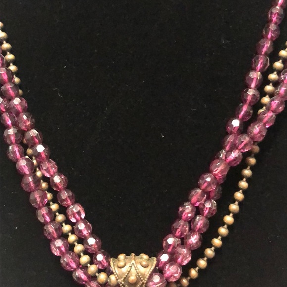 Gorgeous vintage purple and antique gold necklace - Picture 3 of 8